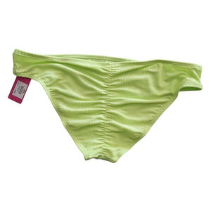 Juniors Ninty-Nine° Ruched Back Hipster Bikini Swim Bottom XXL Lime Green NWT